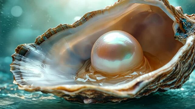 Captivating oyster revealing a lustrous pearl within its shimmering shell