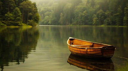 A Scene of Mini Boat Standing in River