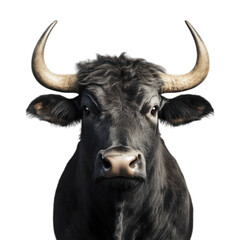 Black Bull Portrait on Black Background