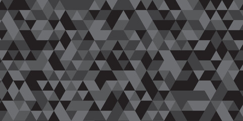 Abstract geometric black and gray background seamless mosaic diamond low polygon triangle texture wallpaper. Triangle shape retro wall grid pattern geometric ornament tile vector square element.