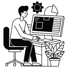 vector illustration universal designer using computer and figma