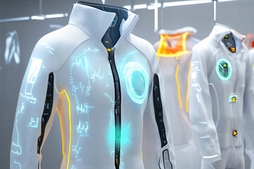 Modern activewear with futuristic technology in a bright studio