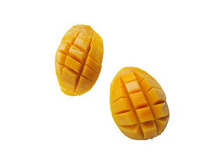 sliced mango fruit isolated in transparent background