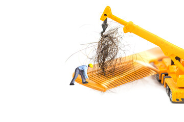 selective focus  hair on wooden comb, abstract background to solution hair loss concept.