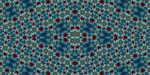 Seamless kaleidoscope pattern. The texture of the woven pattern. Endless pattern