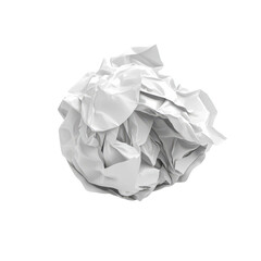 A crumpled piece of white paper, tightly balled, showcasing an irregular texture and form., isolated on a transparent background.