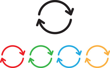 Colorful refresh icon in five colors . Reload icon . Reset icon . Refresh arrows icon vector