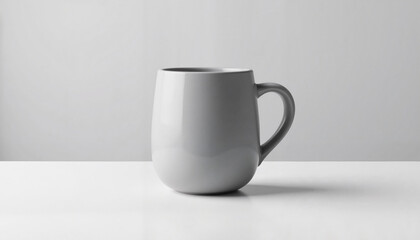 Obraz premium Minimalistic gray mug on white table