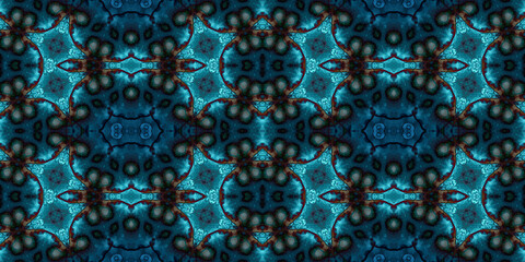 Seamless kaleidoscope pattern. The texture of the woven pattern. Endless pattern