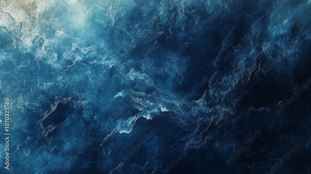 Poster the image is of a blue ocean with waves crashing against the shore