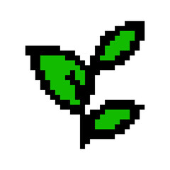 Fototapeta premium plant pixel icon. Pixel icon style. Pixel game icon. leaf pixelated icon 