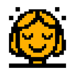 Obraz premium girl pixel icon. Pixel icon style. Pixel game icon. 