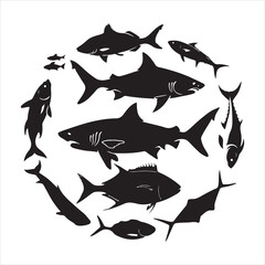  set of black fish silhouette