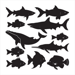  set of black fish silhouette
