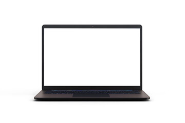 Modern laptop with blank white screen isolated on white background
