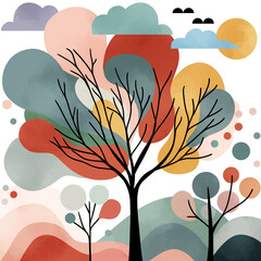 Charming, A abstract of nature, shapes, Nature and Trees, mobile, tropical, illustration
