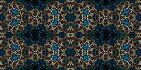 Seamless kaleidoscope pattern. The texture of the woven pattern. Endless pattern