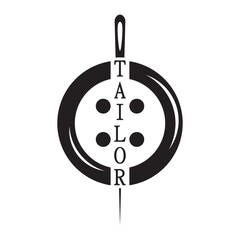 tailor logo icon illustration template combination of buttons for clothes, thread and sewing machine, for clothing product design, convection companies, fashion in vector form