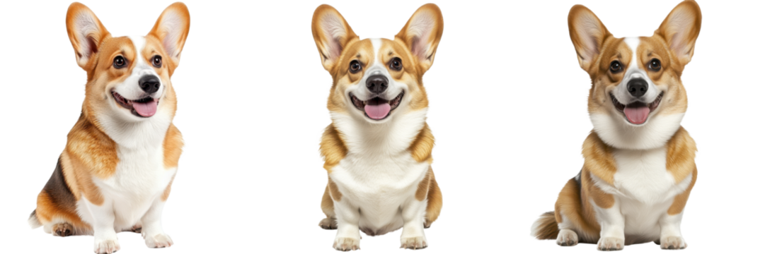 Three adorable Corgis with big smiles on their faces happily playing and frolicking together in a joyful energetic mood  These friendly loyal
