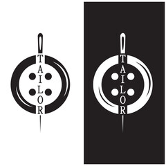 tailor logo icon illustration template combination of buttons for clothes, thread and sewing machine, for clothing product design, convection companies, fashion in vector form