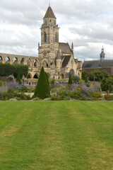 Naklejka premium Caen is a beautiful French city in Calvados in Normandy. It has important squares and monuments such as St. Stephen's Abbey and St. Peter's Church.