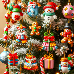 Christmas tree decorated with various toys Holiday Season Christmas time