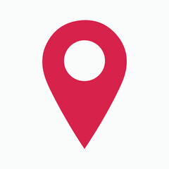 Red location pin icon on a white background