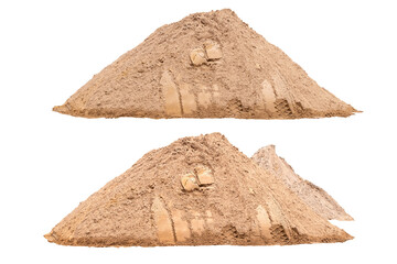 Pile of isolated sand. Pile of fine light yellow sand isolated on transparent background. PNG File