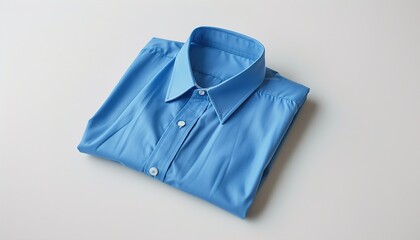 Folded blue shirt isolated on transparent a white 
