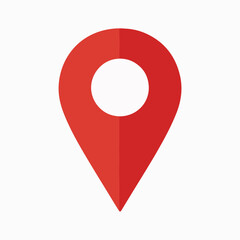 Red location pin icon on a white background