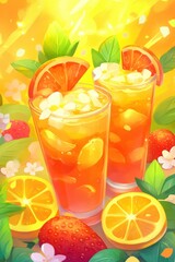 Vibrant Smoothie Bar Art featuring Refreshing Drinks