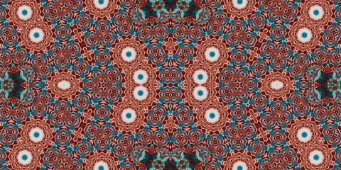 Seamless kaleidoscope pattern. The texture of the woven pattern. Endless pattern