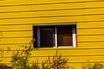 yellow house closeup