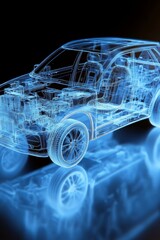 Naklejka premium Blueprint Of A Modern SUV A Glimpse Into Automotive Engineering And Design Innovation.