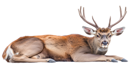 deer lying isolated on transparent background