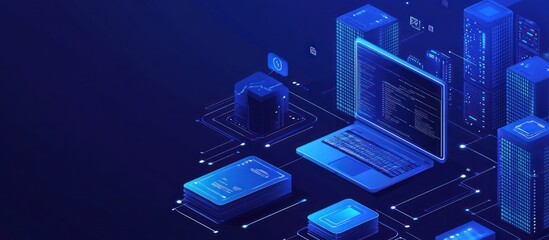 Data Center and Laptop Illustration