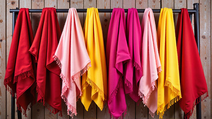 Hanging Colorful Scarves and Shawls