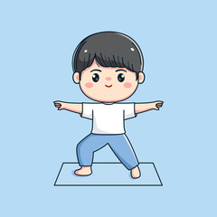 cute boy character doing yoga