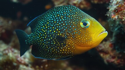 Colorful Fish Swimming in Coral Reef Environment