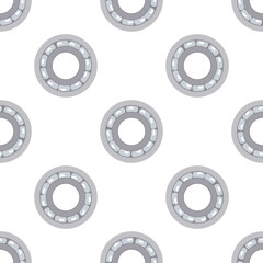 Ball bearing seamless pattern on white background, rotating mechanical part for industrial design