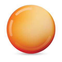 Glass orange ball or precious pearl. Glossy realistic ball, 3D sphere. Abstract vector illustration highlighted on a white background. Big metal bubble with shadow