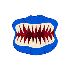 teeth monster mouth cartoon. roar growl, bite jaws, snarl beast teeth monster mouth sign. isolated symbol vector illustration