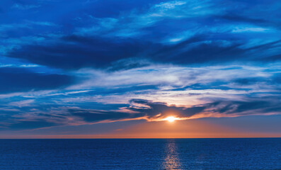 Sunset on the atlantic coast in france