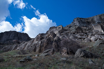 Beautiful views of the ancient cave mountain city Vardzia