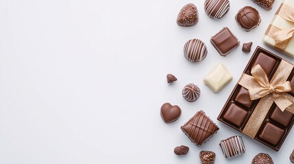 Christmas-themed chocolate box with festive packaging on a white background, elegant design, perfect for holiday gift ideas