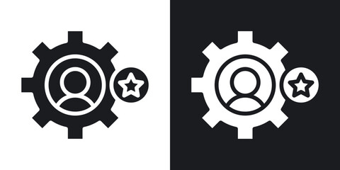 Employee skills icon in solid black and white color