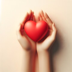 Hands Holding a Heart Symbol of Love and Care isolated in white background  