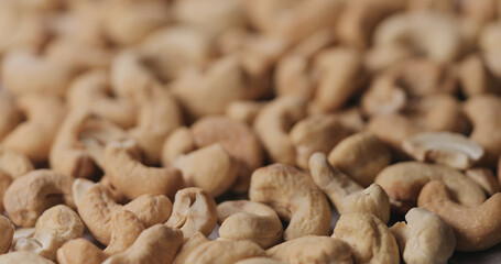 close up roasted cashew background