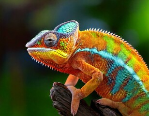Obraz premium Colourful chameleon on a branch 8k