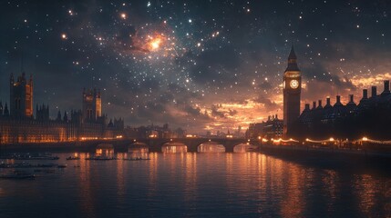 Obraz premium Night View of London